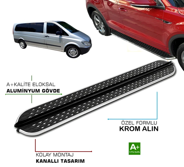 MERCEDES VITO W639 CAMLI VAN UZUN ŞASE ARACA ÖZEL YAN BASAMAK 2004 2005 2006 2007 2008 2009 2010 2011 2012 2013 2014 ürün görseli 1