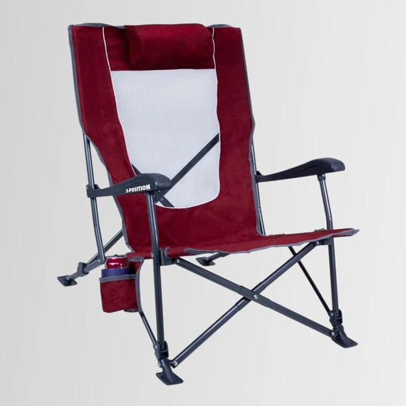 Gci Outdoor Low-Ride Recliner™ 3 Kademeli Katlanır Kamp Sandalyesi BORDO ürün görseli 1