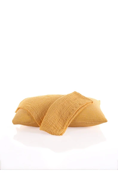 MYLASA HOME MylasaHome %100 Pamuk 2'li 4 Katlı Müslin Yastık Kılıfı 50x70 - 2