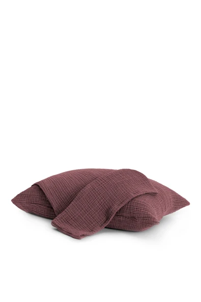MYLASA HOME MylasaHome %100 Pamuk 2'li 4 Katlı Müslin Yastık Kılıfı 50x70 Bakır - 3