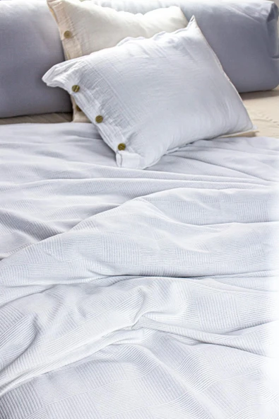 Cozy Nest Dama Desenli Yatak Örtüsü Otel Tipi Lüx Pike/tek Kişilik Pike Beyaz 160x220cm - 2