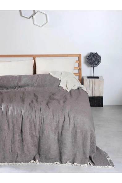 MYLASA HOME Double Face 4 Katlı Müslin Yatak Örtüsü Çift Kişilik 220x240cm - 1