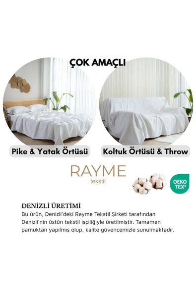 MYLASA HOME Waffle Pike Yatak Örtüsü Tek Kişilik - %100 Pamuk Hafif 4 Mevsim Kullanım Yüksek Kaliteli Pikeler - 7