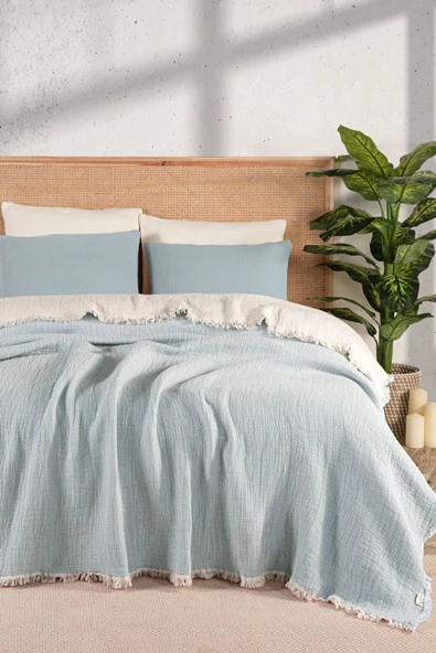MYLASA HOME Mylasahome Müslin Kosha Serisi Hybrid Uyku Ürünleri Yorgan 240x260cm Mavi - 1