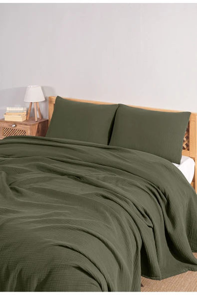 MYLASA HOME Müslin Tek Kişilik Yatak Örtüsü Seti 180 X 230 Cm, 2 Parça, Yazlık Yastık Kılıfı Ve Pike Takımı - 2