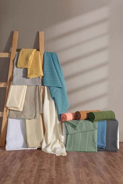 MYLASA HOME Çift Kişilik Pamuklu Yatak Örtüsü / Pike - 200x230 Cm-haki - 2