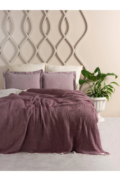 MYLASA HOME Double Face Planets 4 Katlı Müslin Yatak Örtüsü Tek Kişilik 160x220cm - 1