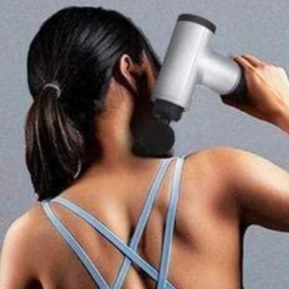 6 Farklı Seviyeli Titreşimli 4 Farklı Başlıklı Büyük Boy Masaj Tabancası - Resim 4