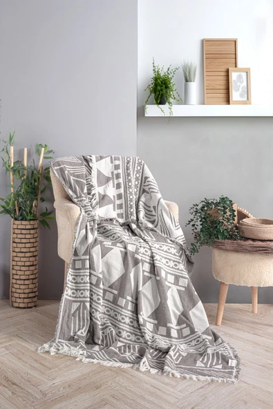 MYLASA HOME %100 Pamuk Bohem Temalı Çok Amaçlı Müslin Throw 130 X 170 - 2