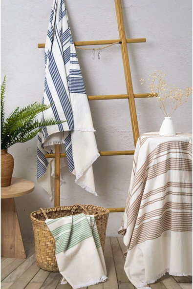 MYLASA HOME Luma İnce Çizgili Pamuklu Peştemal 80X165 - 2