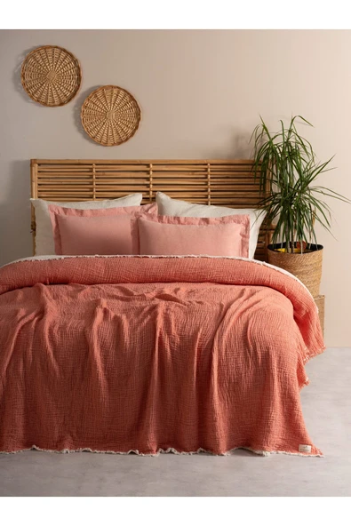 MYLASA HOME Double Face Planets 4 Katlı Müslin Yatak Örtüsü Tek Kişilik 160x220cm - 1