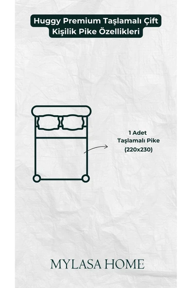 MYLASA HOME %100 Pamuk Huggy Premium Taşlamalı Pike Çift Kişilik 200 X 230 Cm - 4