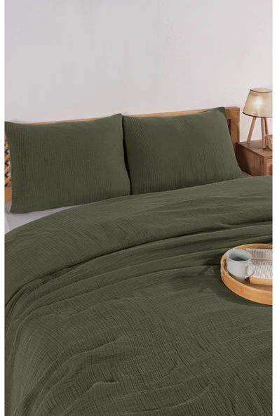 MYLASA HOME Müslin Tek Kişilik Yatak Örtüsü Seti 180 X 230 Cm, 2 Parça, Yazlık Yastık Kılıfı Ve Pike Takımı - 3
