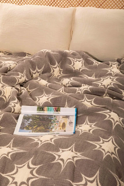 MYLASA HOME Müslin Kosha Serisi Jakarlı Hybrid Çift Kişilik Yorgan Antrasit 220x240cm - 2