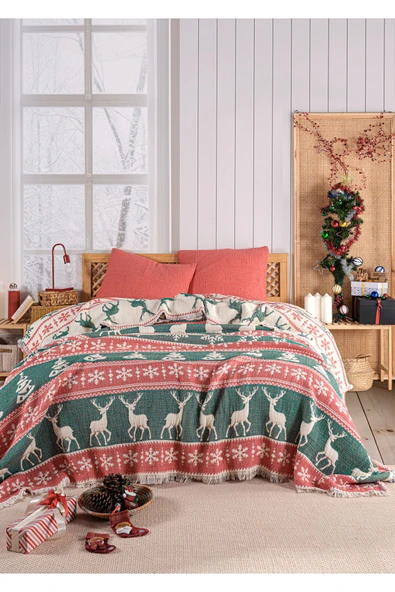 MYLASA HOME Yılbaşı  Desenli Müslin Kosha Serisi Hybrid Uyku Ürünleri Yorgan 240x260 - 1