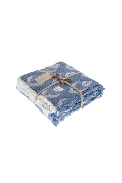 MYLASA HOME Müslin 4 Katlı Küçük Yaprak Desenli (JAKARLI) Çift Kişilik Yatak Örtüsü-yazlık Pike 240x260cm - 3