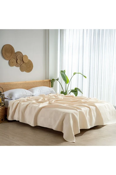 MYLASA HOME Waffle Pike Yatak Örtüsü Çift Kişilik - %100 Pamuk Hafif 4 Mevsim Kullanım Yüksek Kaliteli Pikeler - 4