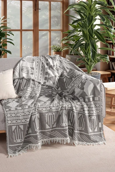 MYLASA HOME %100 Pamuk Bohem Temalı Çok Amaçlı Müslin Throw 130 X 170 - 1