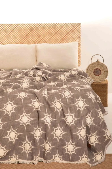 MYLASA HOME Müslin Kosha Serisi Jakarlı Hybrid Çift Kişilik Yorgan Antrasit 220x240cm - 1