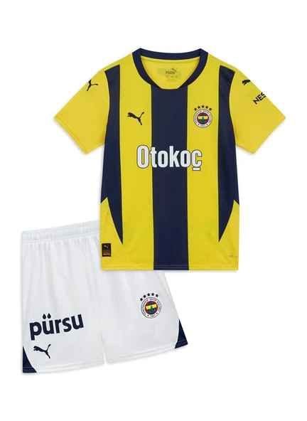 Fenerbahçe Orijinal Lisanslı 24/25 Çubuklu Sarı Lacivert Çocuk Forma Set Hediyelik Ahşap Kutulu - 3