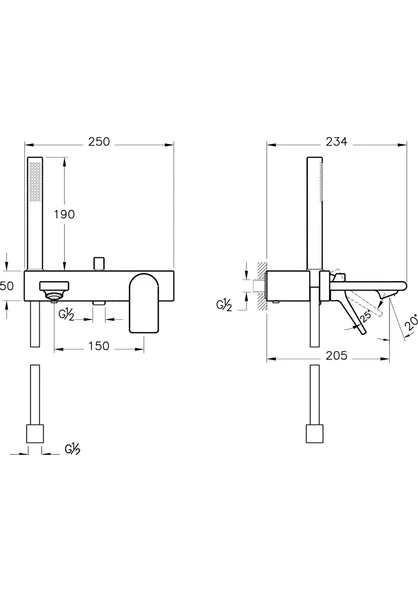 VitrA Memorıa A42334 Banyo Bataryası (El Duşlu) Krom - Resim 3