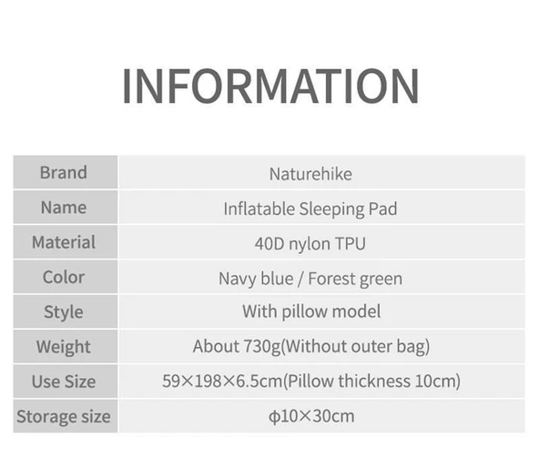 Naturehike FC-12 Infatable Şişme Kamp Matı - 7