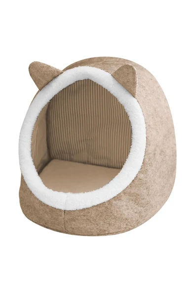 Alas Keçe Kedi Ve Köpek Evi Yatağı Bej Paspas Hediyeli - 4