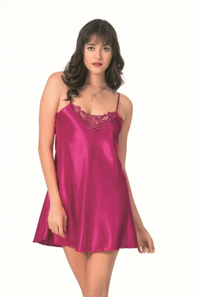 Bicomi Vişne Kısa Saten Gecelik ürün görseli