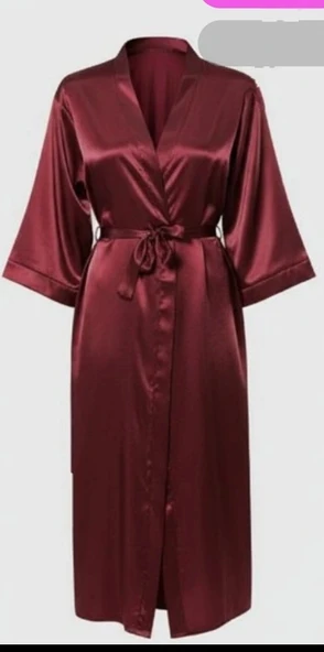 Bicomi Bordo Uzun Saten Sabahlık ürün görseli