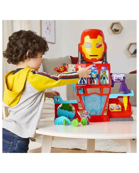 Marvel Iron Man and His Awesome Friends Iron Quarters Oyun Seti G1259 - Resim 4