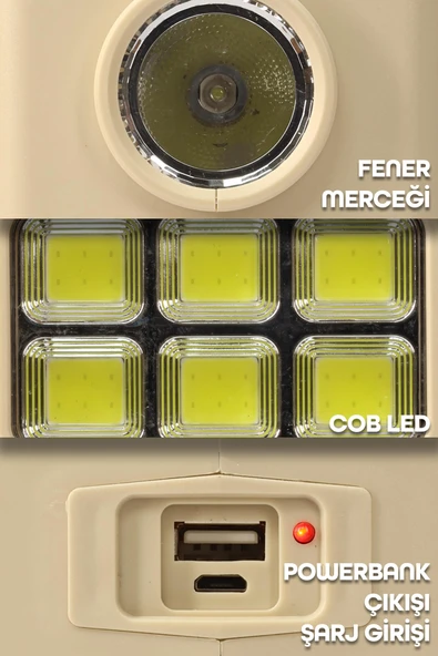 3 MODLU Şarjlı Kamp Lambası Solarlı 20 WATT LED Işık El Feneri Portatif Işıldak Gece Lamba PR9802B - Resim 3