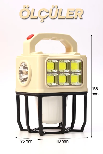 3 MODLU Şarjlı Kamp Lambası Solarlı 20 WATT LED Işık El Feneri Portatif Işıldak Gece Lamba PR9802B - Resim 7