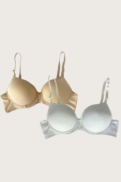 Bicomi Ten-Beyaz 2li Mikro Kumaş İçi Boş Balenli Günlük Desteksiz Sütyen ürün görseli