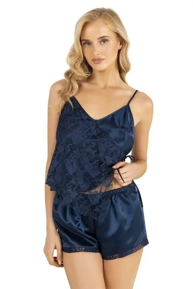 Bicomi Lacivert Saten Şort Takımı 9204 ürün görseli