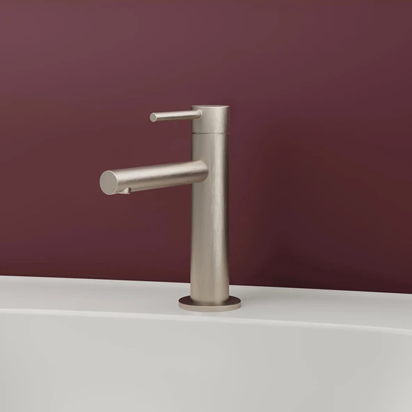 VitrA Origin A4255534 Lavabo Bataryası Kısa Fırçalı Nikel - Resim 4