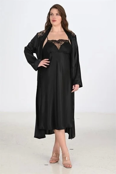 Bicomi 2li Siyah Sabahlık Takımı Bigsize 6221 ürün görseli