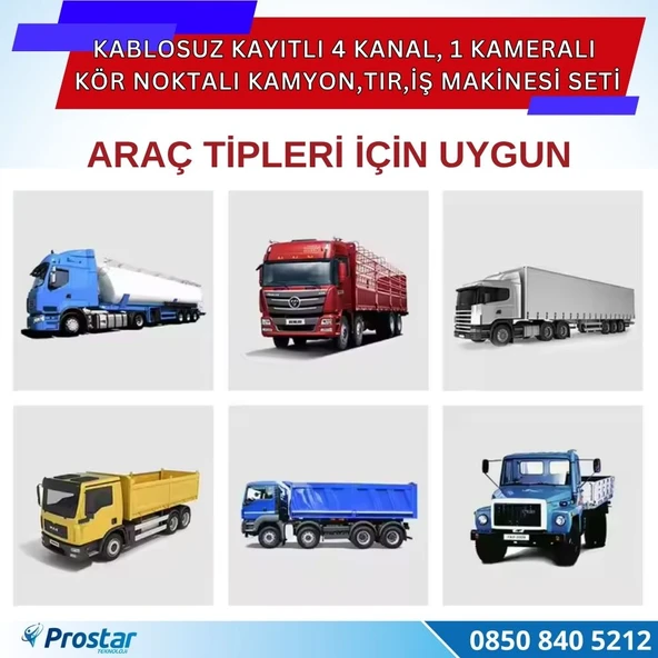 Kablosuz Kameralı 7 inç Kayıtlı Monitör Full HD BSD Kör Nokta Uyarı Sistemli Tak Kullan Kamera Seti - 4