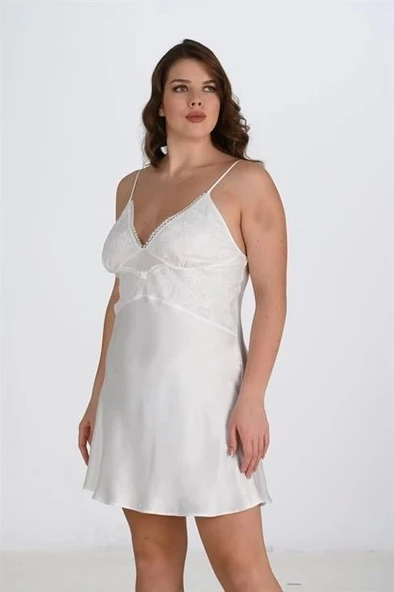 Bicomi Büyük Beden 2li Ekru Sabahlık Takımı Bigsize - Resim 3