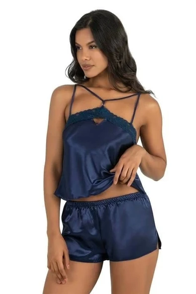 Bicomi Lacivert Saten Şort Takımı ürün görseli