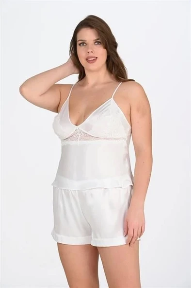 Bicomi Büyük Beden Ekru Şort Takımı - Resim 2