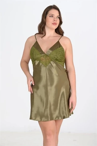 Bicomi Büyük Beden Haki Gecelik 2104 - Resim 2