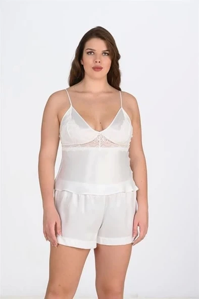 Bicomi Büyük Beden Ekru Şort Takımı ürün görseli