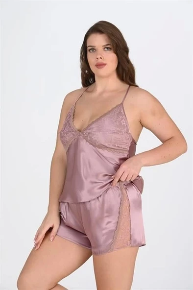 Bicomi Büyük Beden Vizon Şort Takımı - Resim 3