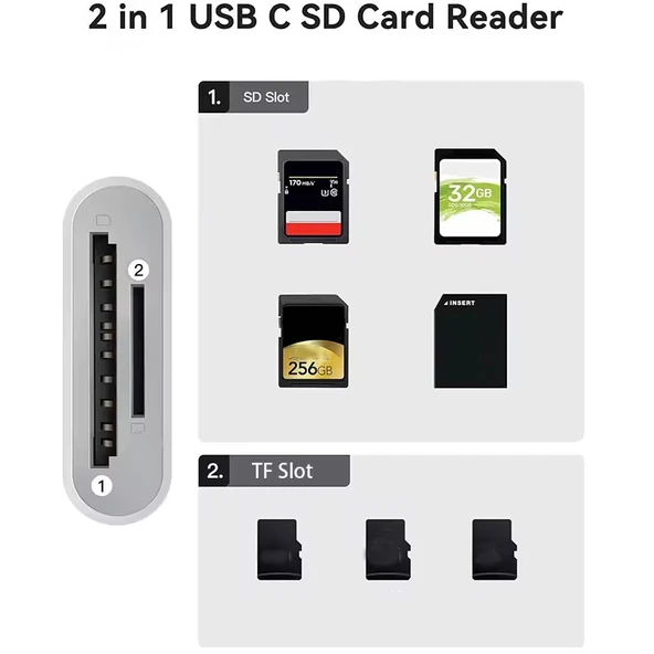 Daytona NK1023 2'si 1 Arada Telefon&Pad Için Type-C'den Sd Karta Otg Sd/TF Dönüştürücü Kart Okuyucu - 3
