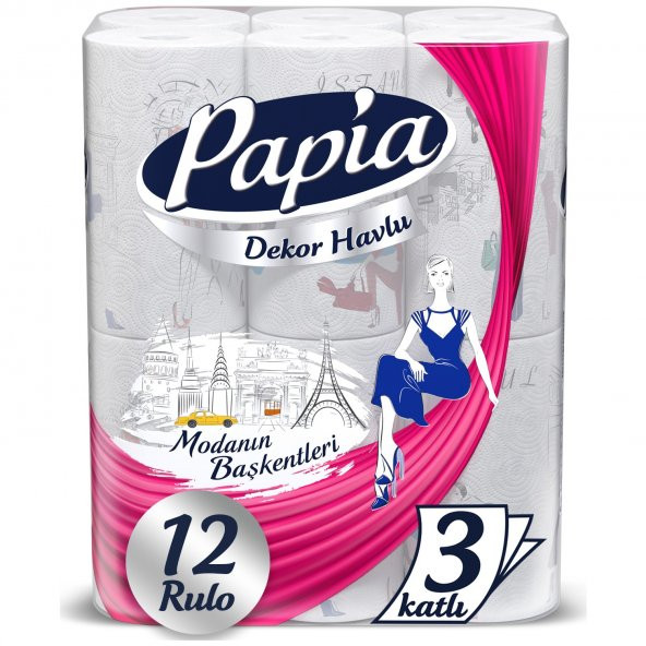 Papia Decor 3 Katlı 12'li Kağıt Havlu