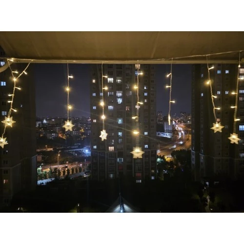 Yıldız 4m 96 Led 19 Saçak 40-50-60cm Gün Işığı yıldız boyutu:7cm - 2