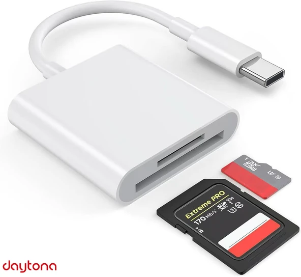 Daytona NK1023 2'si 1 Arada Telefon&Pad Için Type-C'den Sd Karta Otg Sd/TF Dönüştürücü Kart Okuyucu - 7