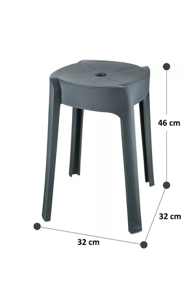İronika Kaymaz Ayaklı Dekoratif İç İçe Geçebilen Plastik Tabure Mutfak Bahçe Taburesi 4 Adet Latte - Resim 8