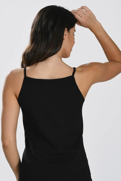 Bicomi İp Askılı Siyah Ribana Atlet - Resim 3