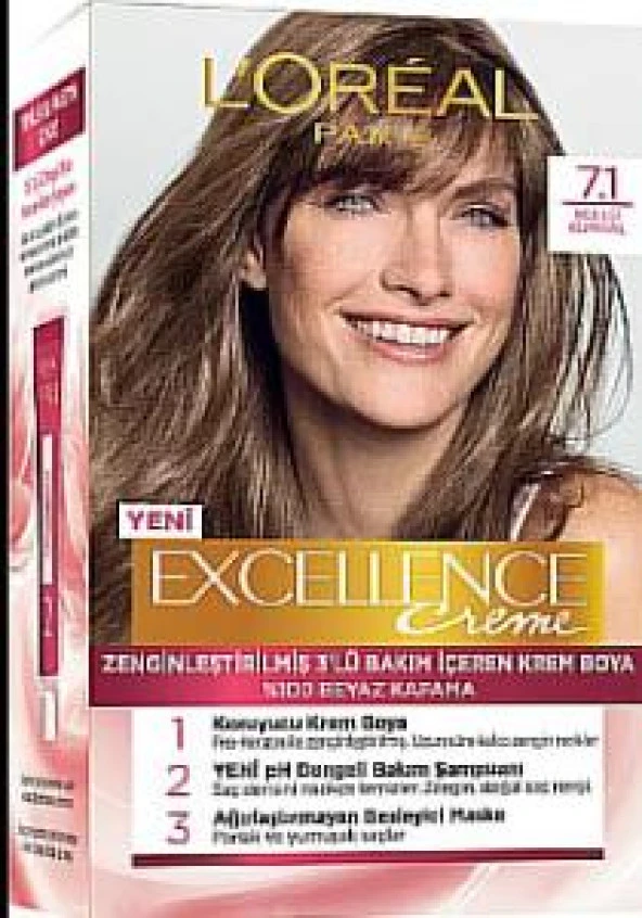 L'Oréal Paris Excellence Creme Saç Boyası - 7.1 Küllü Kumral 7.1 Küllü Kumral